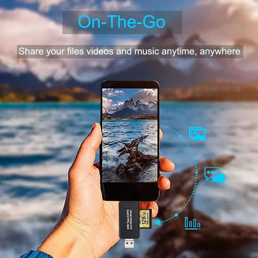 3in1 USB Type - C Micro USB 2.0 OTG Adapter Memory Card Reader SD TF MicroSD Card - AllTech