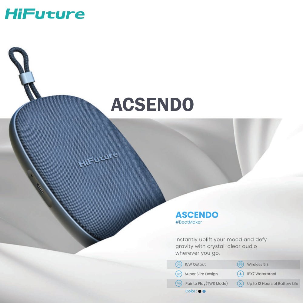 HIFUTURE Ascendo Ultra Thin Portable Speaker 20W - IPX7 Waterproof, TWS Enabled - AllTech