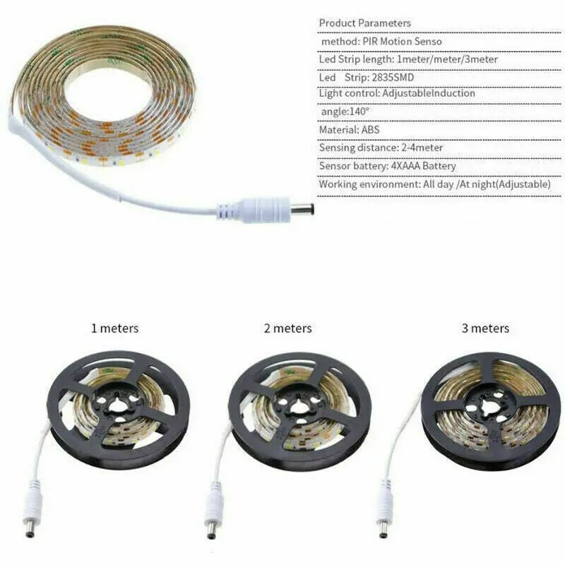 Motion Sensor LED Strip Light PIR Cool White Colour For Wardrobes and Cabinets - AllTech