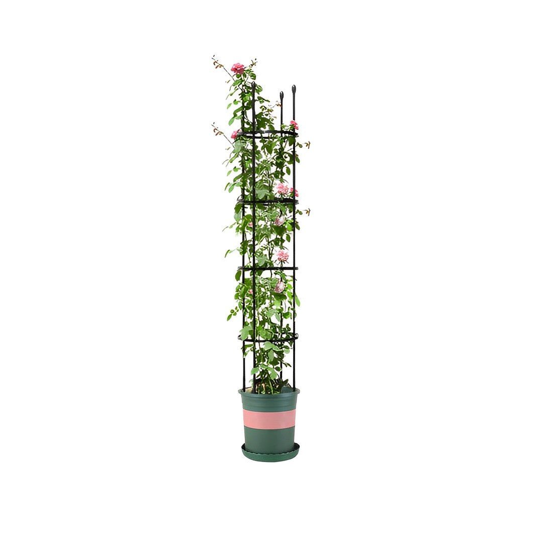 163cm 4-Bar Plant Frame Stand Trellis Vegetable Flower Herbs Outdoor Vine Support Garden Rack with Rings - AllTech