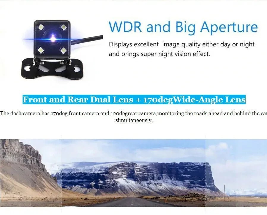 1080P FullHD Dash Camera Kit Front Rear View Dual Cam Parking Assistance - AllTech