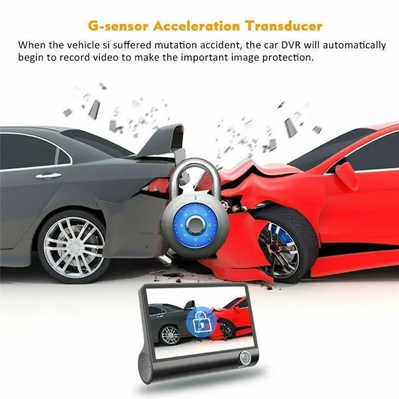 1080P HD Car Dash Cam 4" IPS Screen Front Inside Rear Camera DVR Video Recorder - AllTech