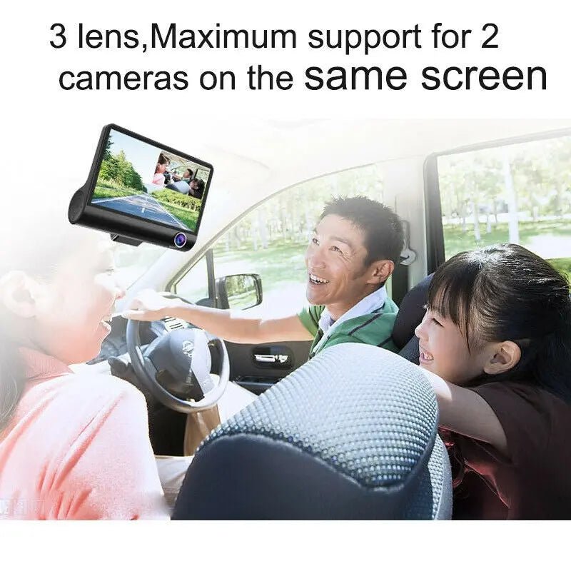 1080P HD Car Dash Cam 4" IPS Screen Front Inside Rear Camera DVR Video Recorder - AllTech