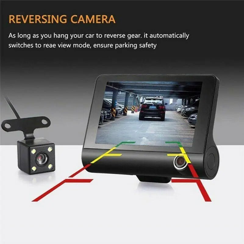 1080P HD Car Dash Cam 4" IPS Screen Front Inside Rear Camera DVR Video Recorder - AllTech