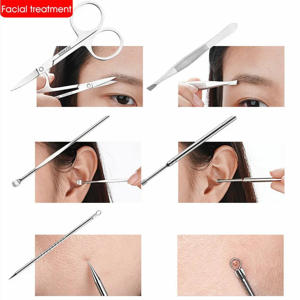 18pcs Manicure Pedicure Set Stainless Nail Clippers Professional Kit Grooming - AllTech