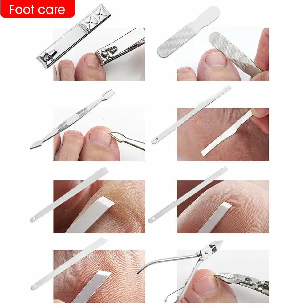 18pcs Manicure Pedicure Set Stainless Nail Clippers Professional Kit Grooming - AllTech