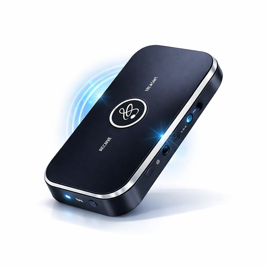 Bluetooth 5.0 Transmitter Receiver 2-in-1 Wireless Audio Adapter for TV, PC, Car, Home Stereo | 3.5mm & RCA | 8h Battery | 10m Range