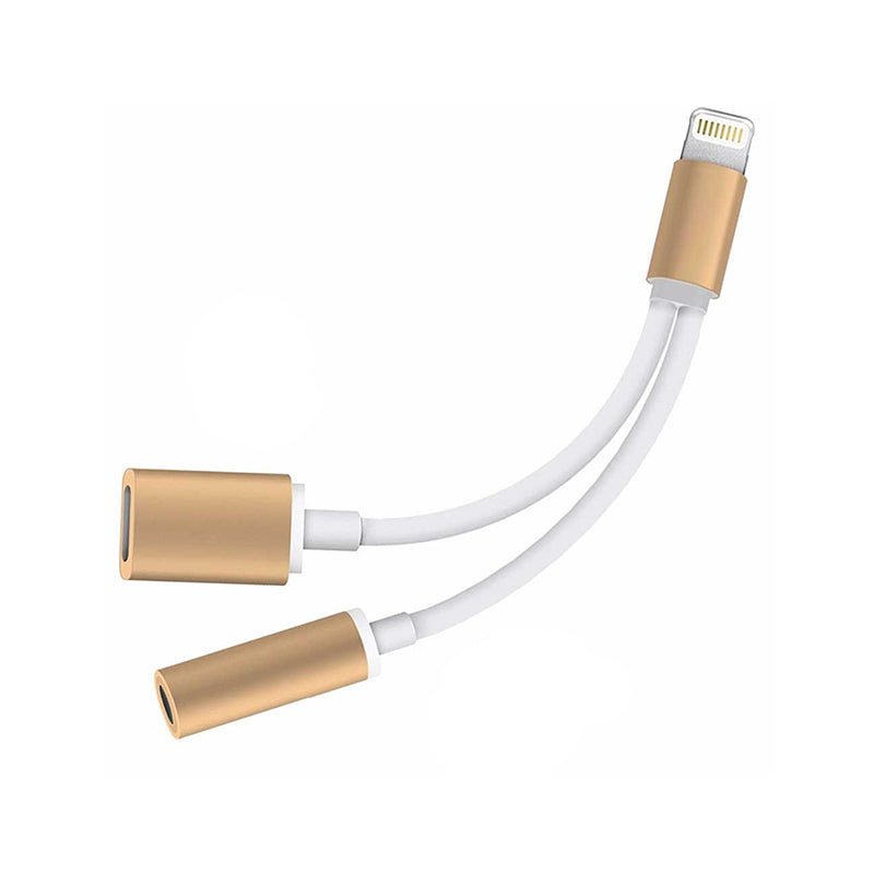 2 in 1 iPad iPhone 8 - Pin to 3.5mm Splitter Headphone Audio Adapter Charge Cable - AllTech
