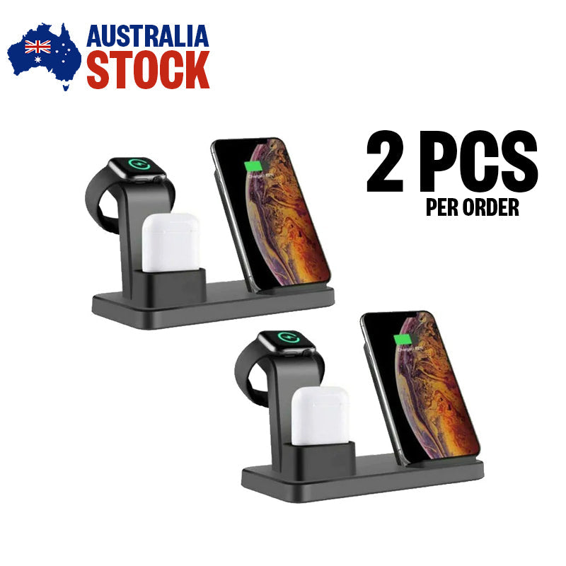 2pcs 3 in 1 QI Wireless Charging Station Apple Watch iPhone AirPods Dock Stand