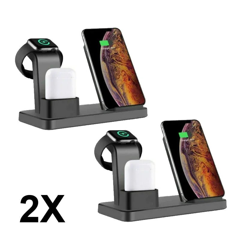 2pcs 3 in 1 QI Wireless Charging Station Apple Watch iPhone AirPods Dock Stand - AllTech