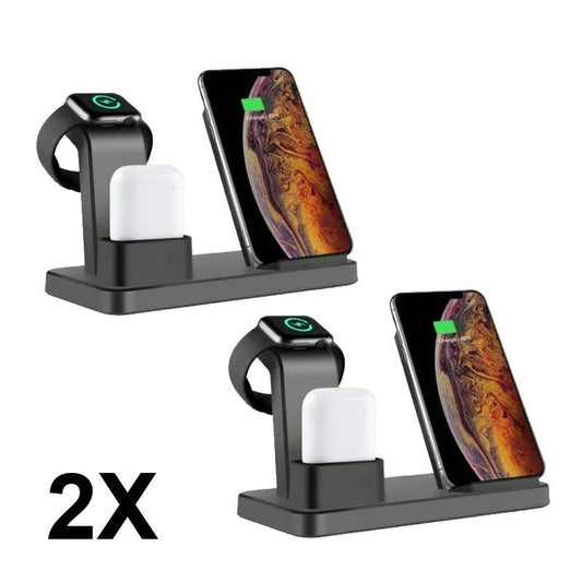 2pcs 3 in 1 QI Wireless Charging Station Apple Watch iPhone AirPods Dock Stand - AllTech