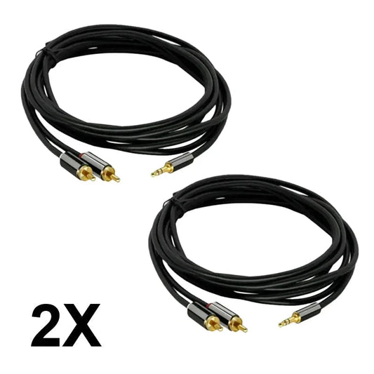 2pcs 3.5mm Audio AUX Stereo to 2 RCA Male Y Cable Converter Adapter Connector - AllTech