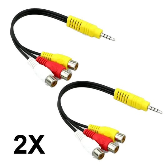2pcs 3.5mm Male to RCA Female Cable Composite Stereo Audio AV Adapter Cord - AllTech
