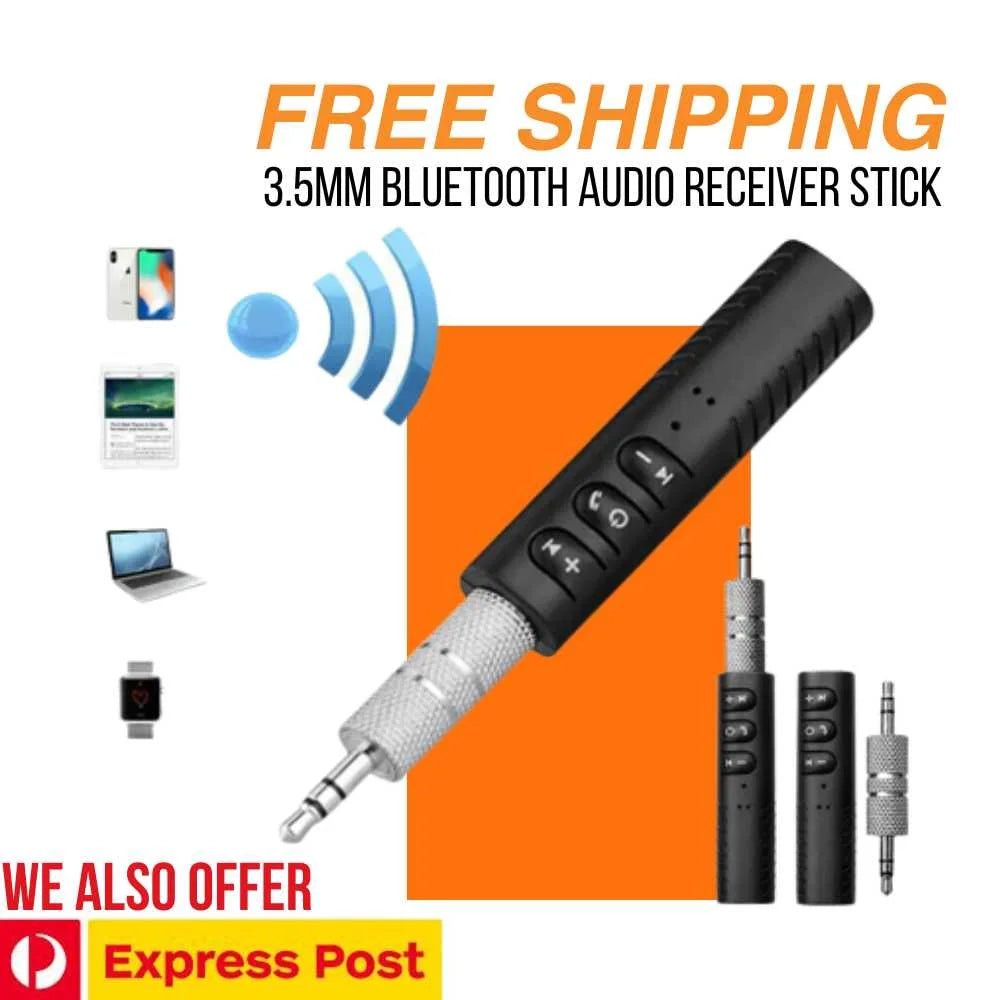 2pcs Wireless Car Audio Bluetooth Receiver Adapter Stick with 3.5mm AUX Plug - AllTech