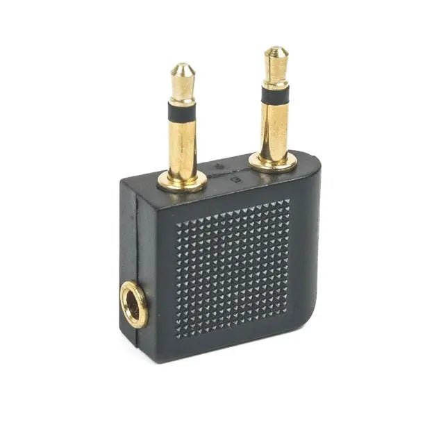 2X Airplane Airline Headphone Jack Adapter Gold Plated Dual 2 Plug Connector - AllTech