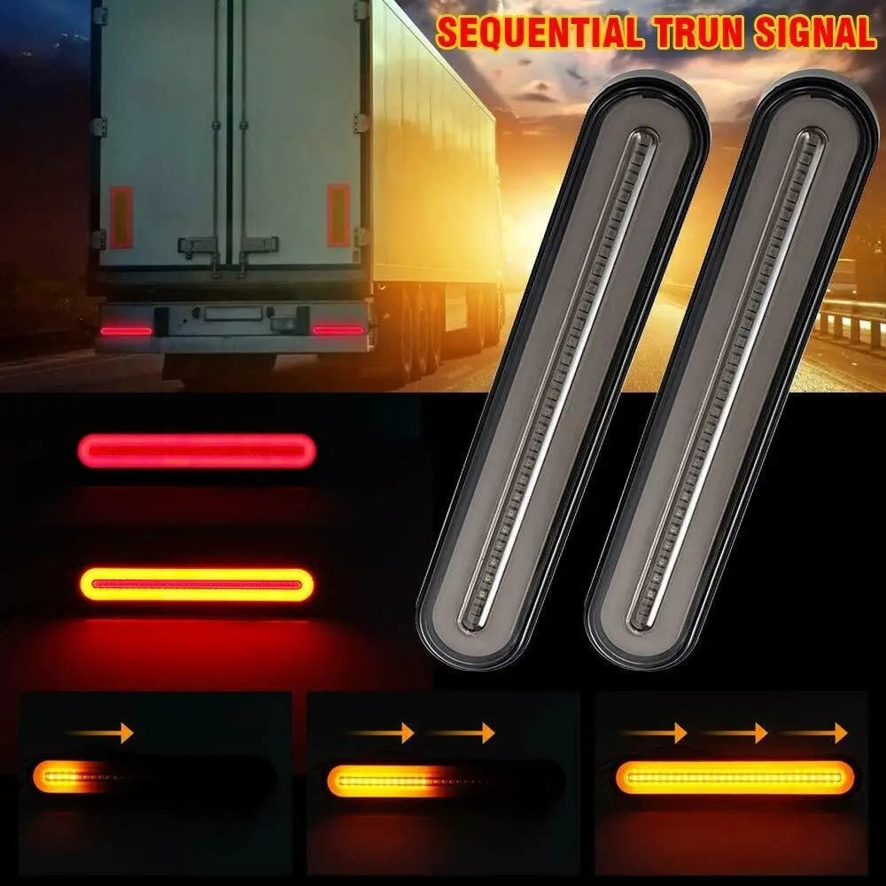 2x Halo Neon 100LED Rear Tail Break Stop Light Flowing Turn Signal Trailer Truck - AllTech