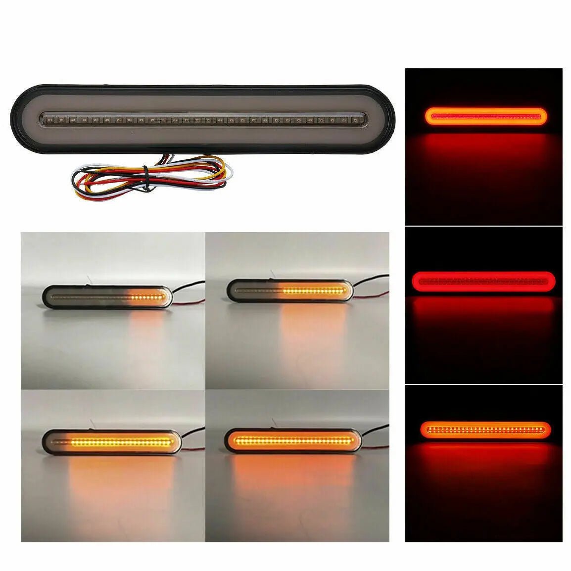 2x Halo Neon 100LED Rear Tail Break Stop Light Flowing Turn Signal Trailer Truck - AllTech