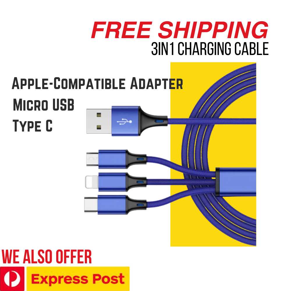 3 - in - 1 Micro USB Type C Apple 8 - Pin Compatible Charging Cable Adapter - AllTech