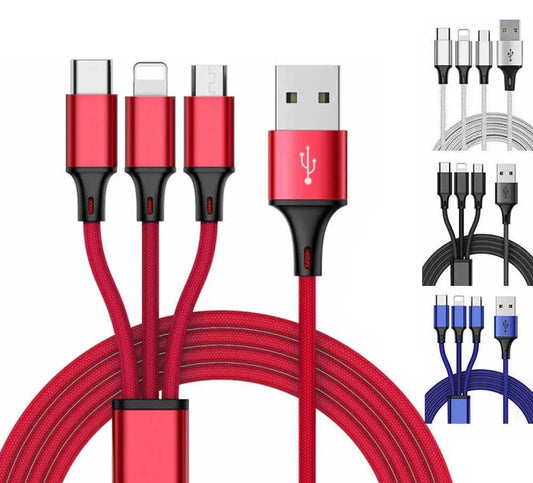 3 - in - 1 Micro USB Type C Apple 8 - Pin Compatible Charging Cable Adapter - AllTech