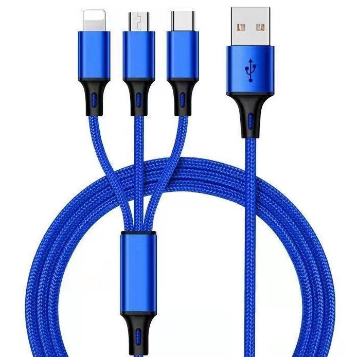 3-in-1 Micro USB Type C Apple 8-Pin Compatible Charging Cable Adapter