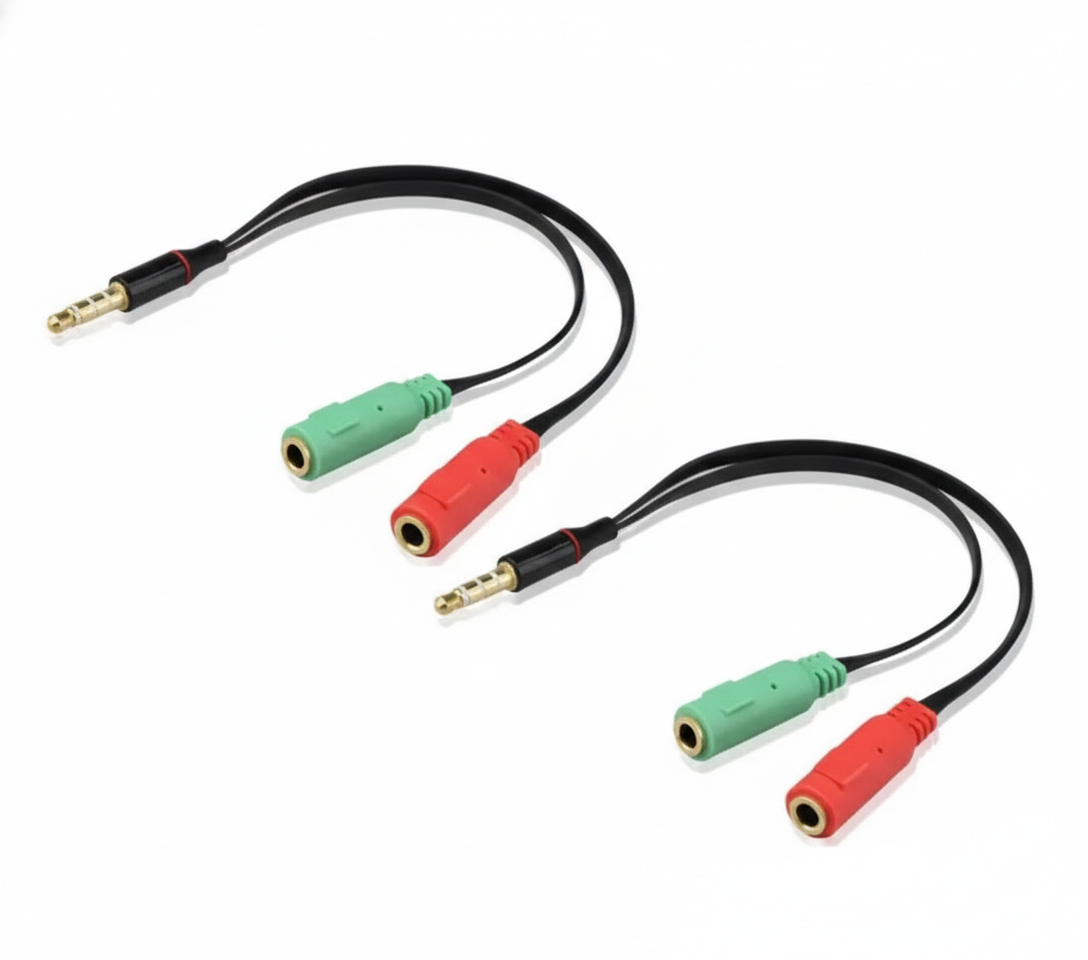 3.5mm Audio Splitter Adapter | Headphone & Mic Jack Cable | TRRS Male to Dual Female Headset Converter