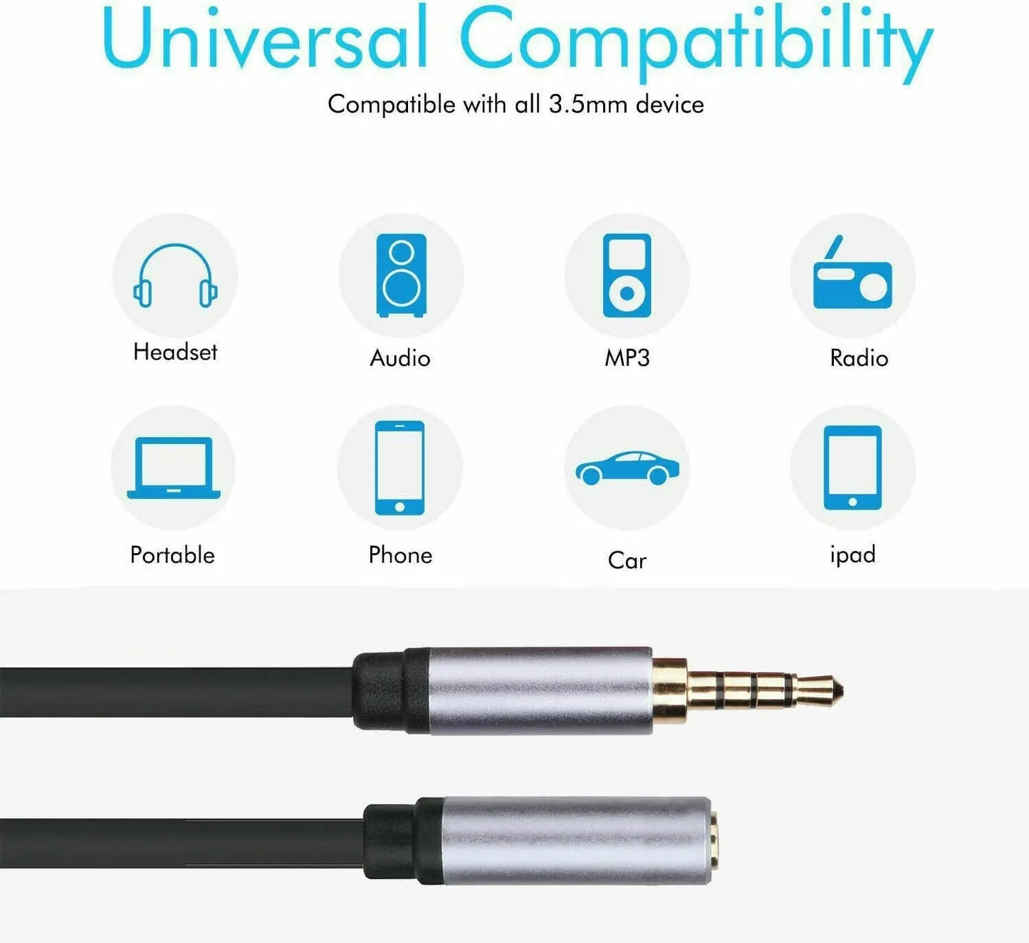 3.5mm Headphone Extension Audio Cable Male to Female Adapter Microphone TRRS - AllTech