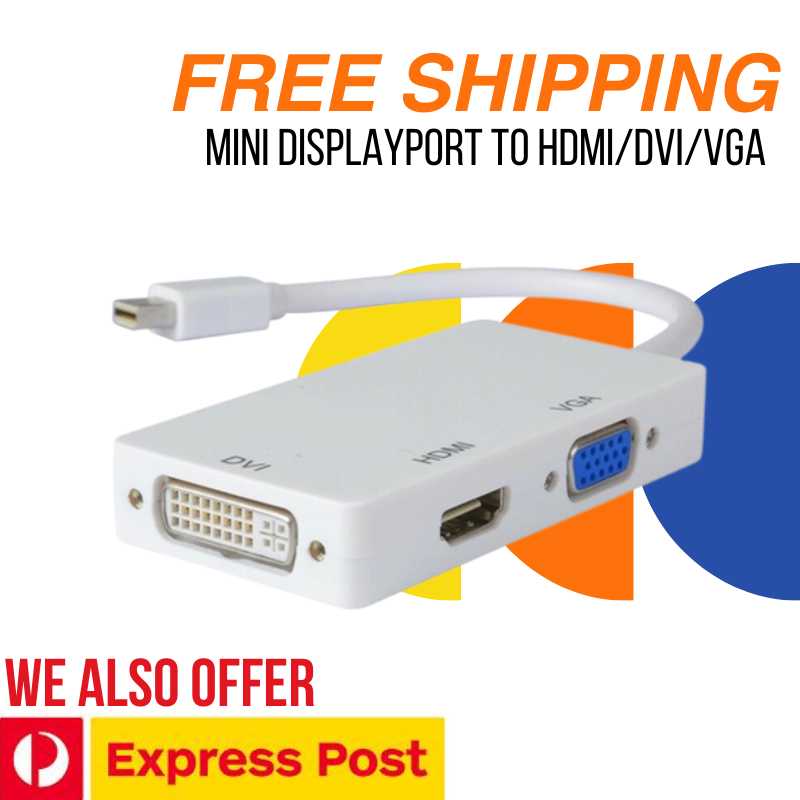 3in1 Mini DP Multi Converter Thunderbolt DisplayPort to HDMI DVI VGA Adapter - AllTech