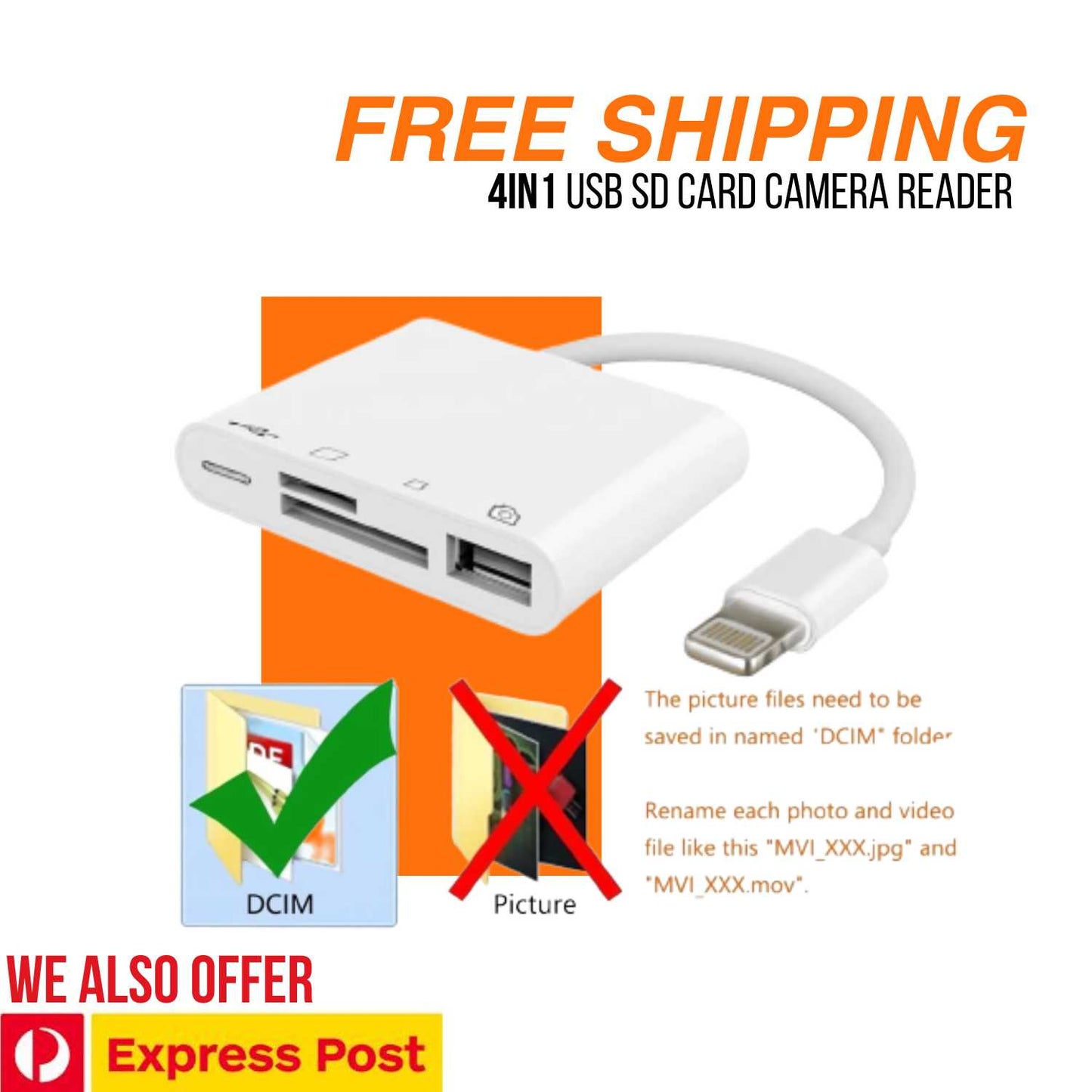 4in1 USB SD Card Camera Reader Connector Adapter Compatible With IOS - AllTech