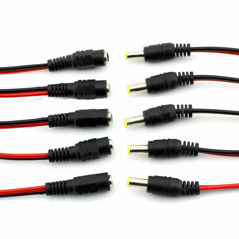 5 Pairs Security Camera DC Power Socket Jack Connector Cable 12V 5.5mm x 2.1mm - AllTech