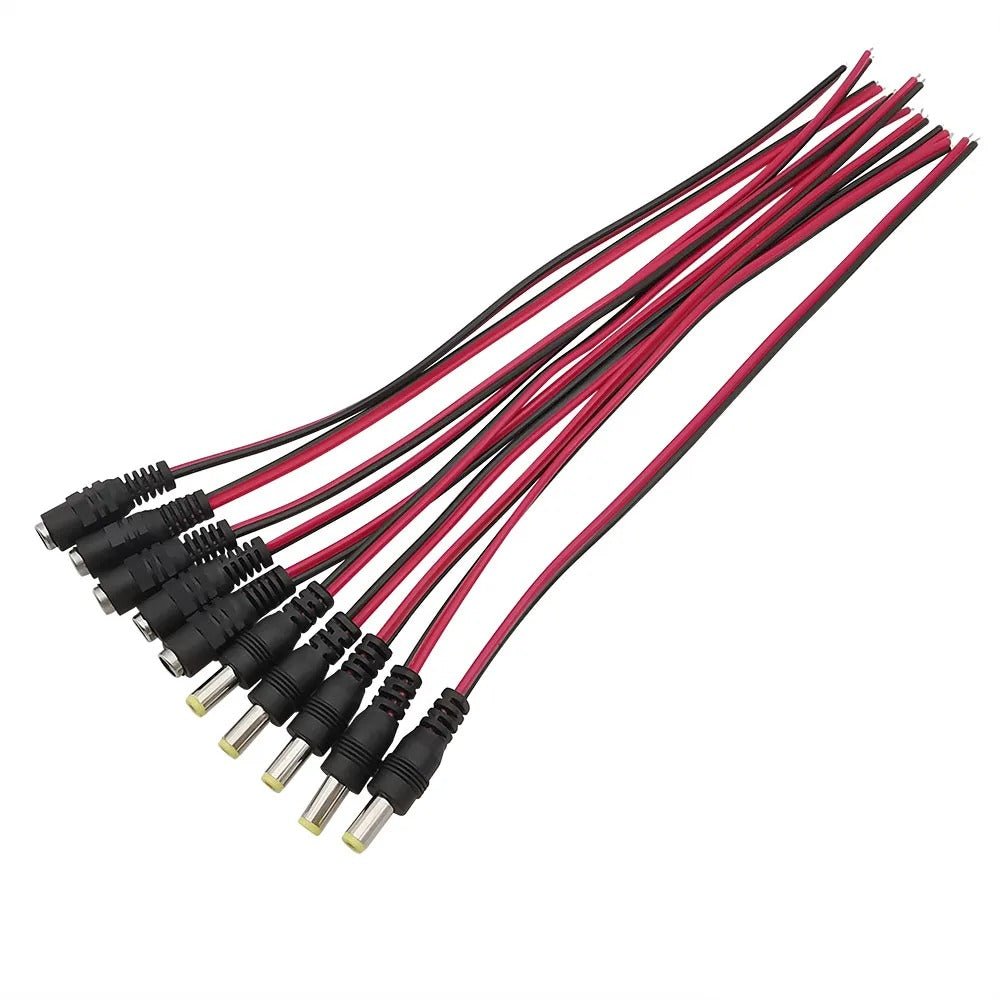 5 Pairs Security Camera DC Power Socket Jack Connector Cable 12V 5.5mm x 2.1mm - AllTech