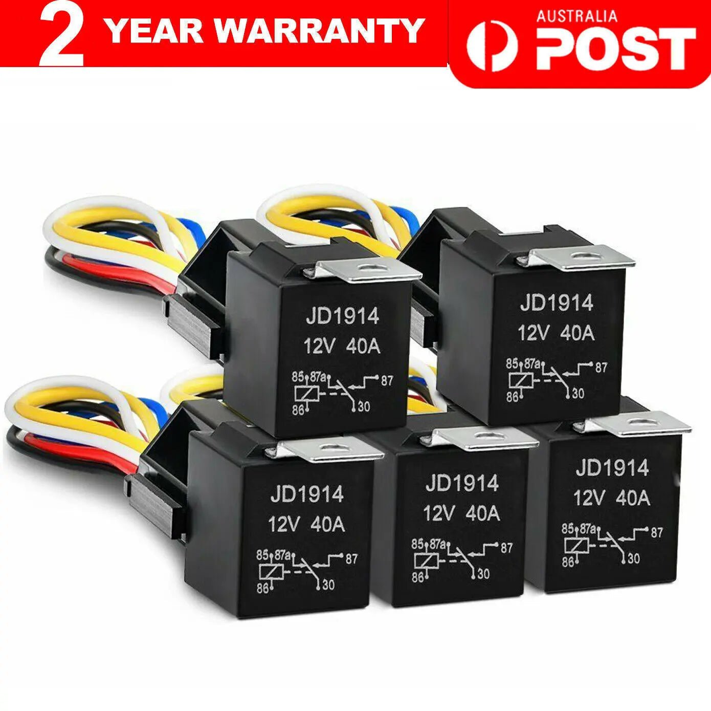 5PCS Automotive Relay 12V 5Pin 40A Car SPDT 5 Wires with Harness Socket - AllTech