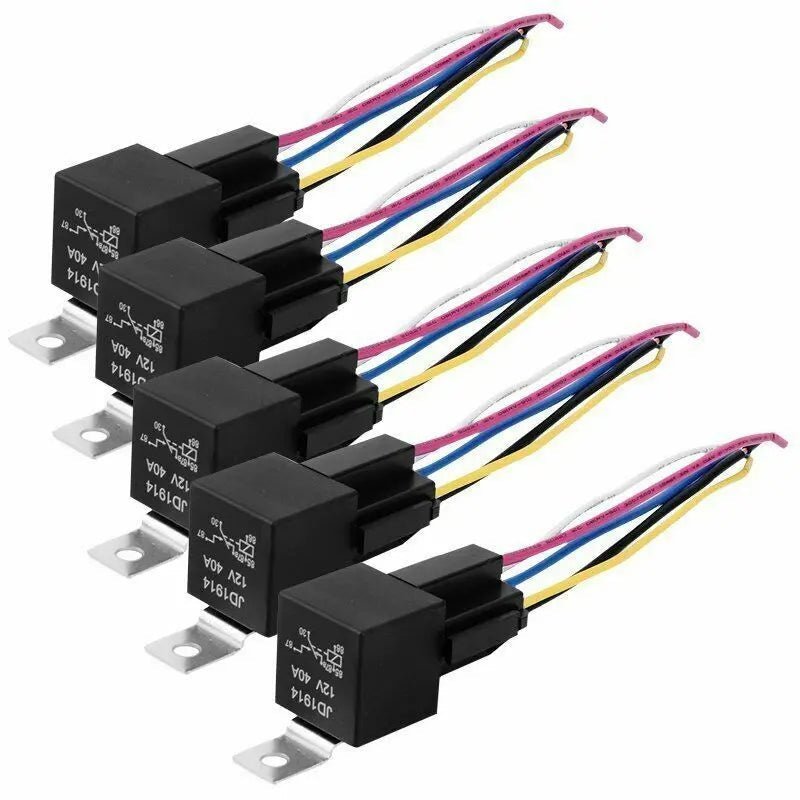 5PCS Automotive Relay 12V 5Pin 40A Car SPDT 5 Wires with Harness Socket - AllTech