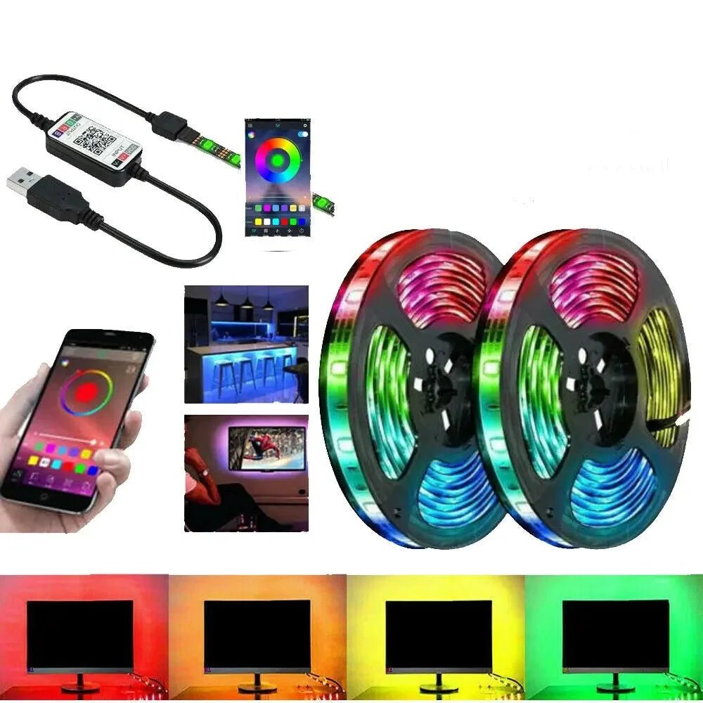 5V USB LED RGB Strip Lights 1M - 5M IP65 Waterproof with Bluetooth App Control - AllTech