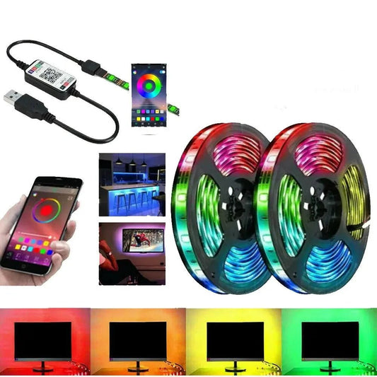 5V USB RGB LED Strip Lights Bluetooth 5050 SMD IP65 Waterproof 1 - 5M Music Sync - AllTech