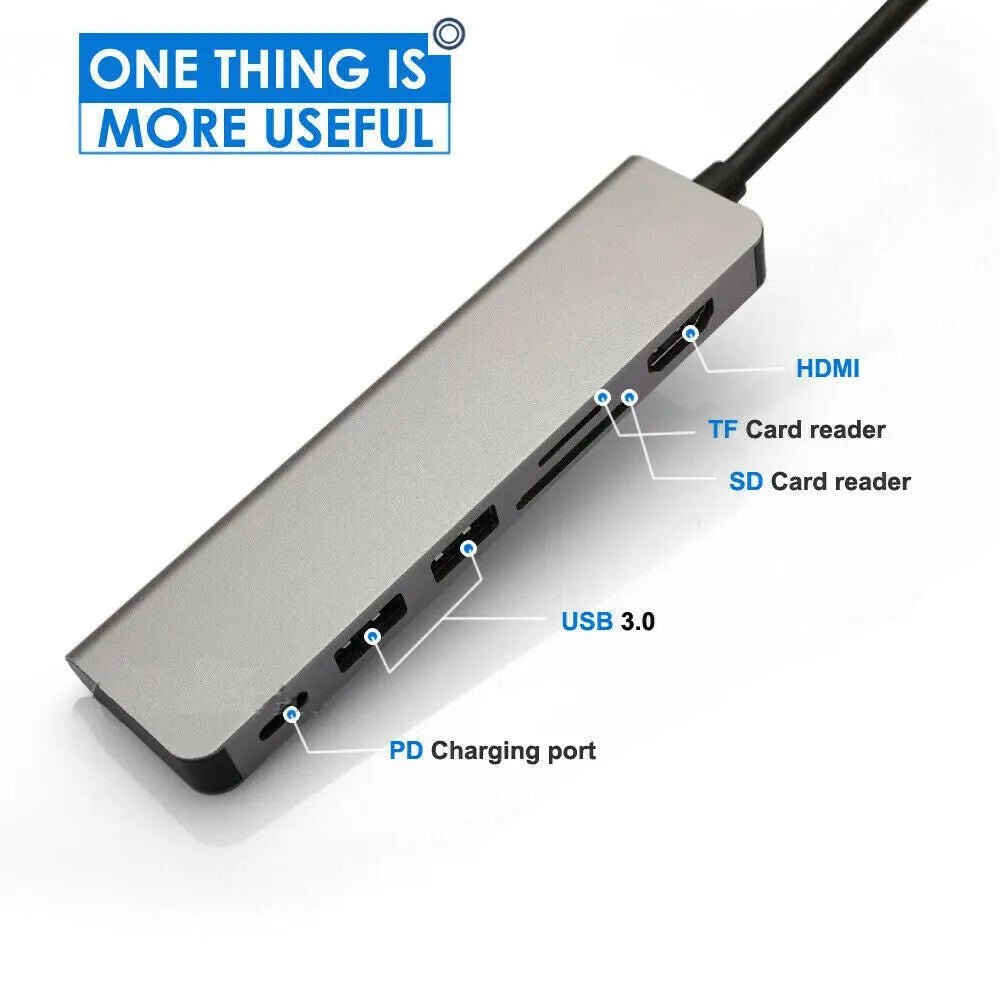 6 in 1 USB Type - C Hub To HDMI SD/TF Card Reader Dock for iPad Pro MacBook PC - AllTech
