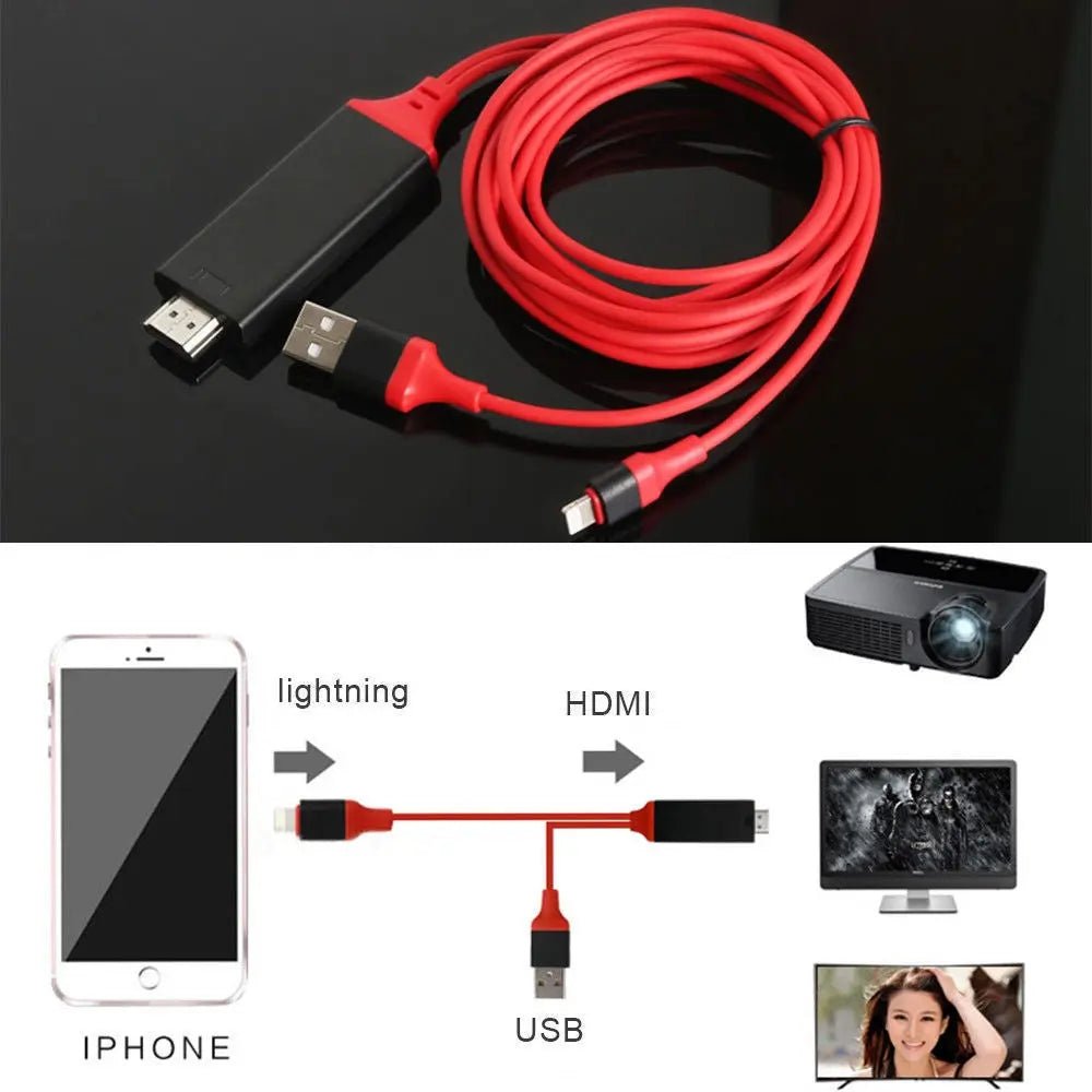 8 Pin to HDMI Adapter USB Cable 2M Digital AV for iPad iPhone 7 7+ - AllTech