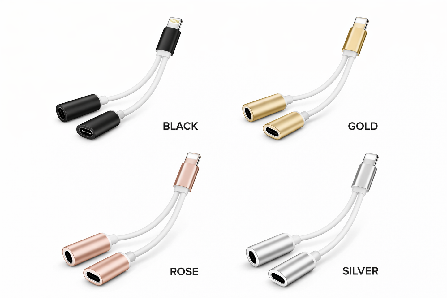 iPhone iPad 8-Pin to 3.5mm Splitter Headphone Audio Adapter Charge Cable