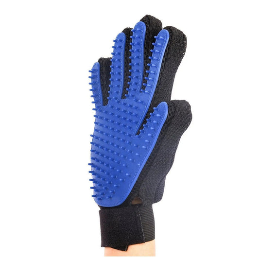 True Touch Five Finger De-Shedding Gloves Coat Brush Massager for Pet Grooming
