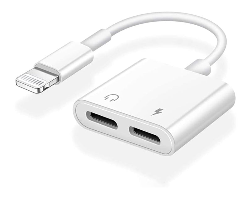 Dual Apple 8-Pin Adapter 2 in 1 Splitter Audio Earphone Charger for iPhone