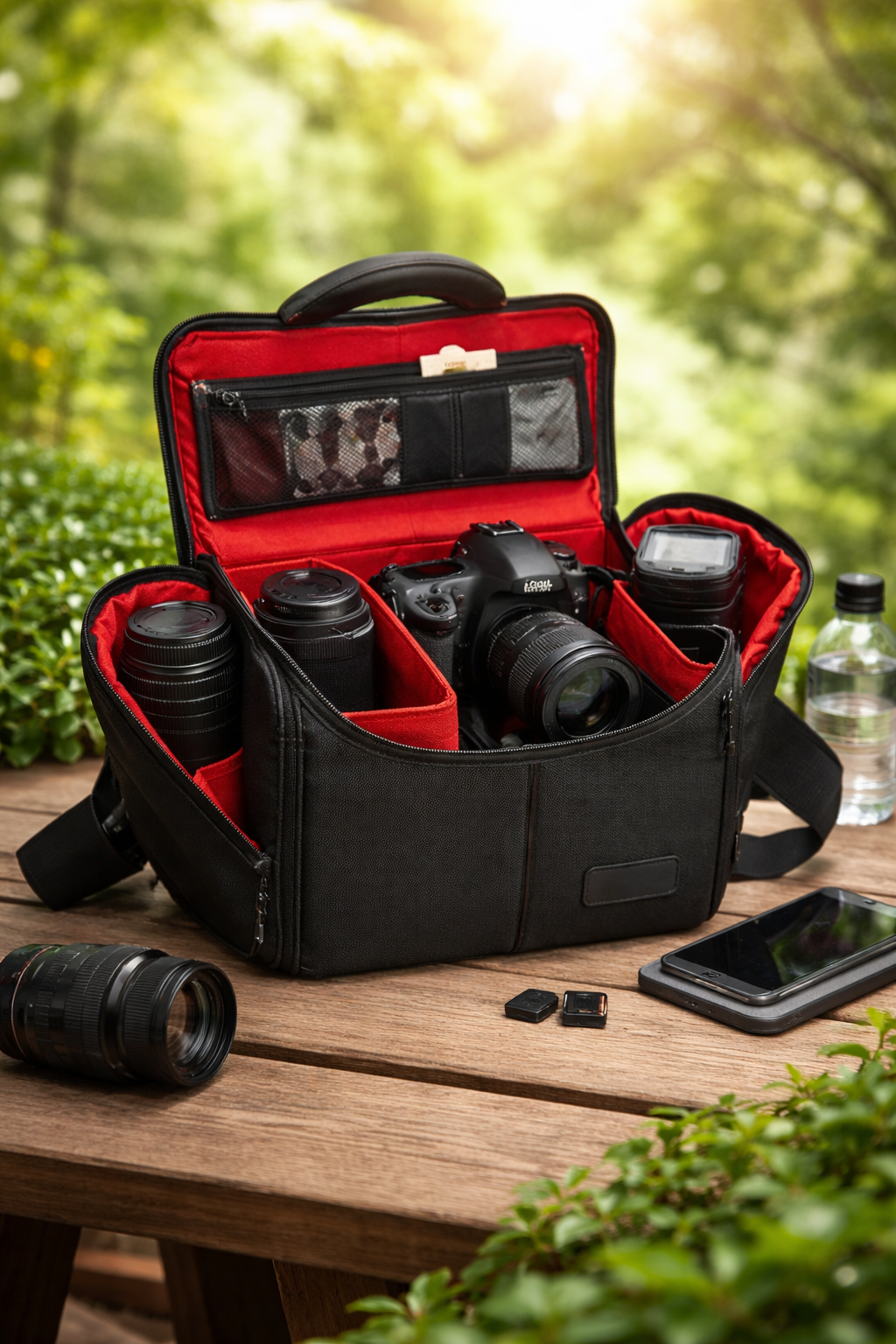 Generic DSLR Camera Carry Case Bag with Padded Interior and Rain Cover