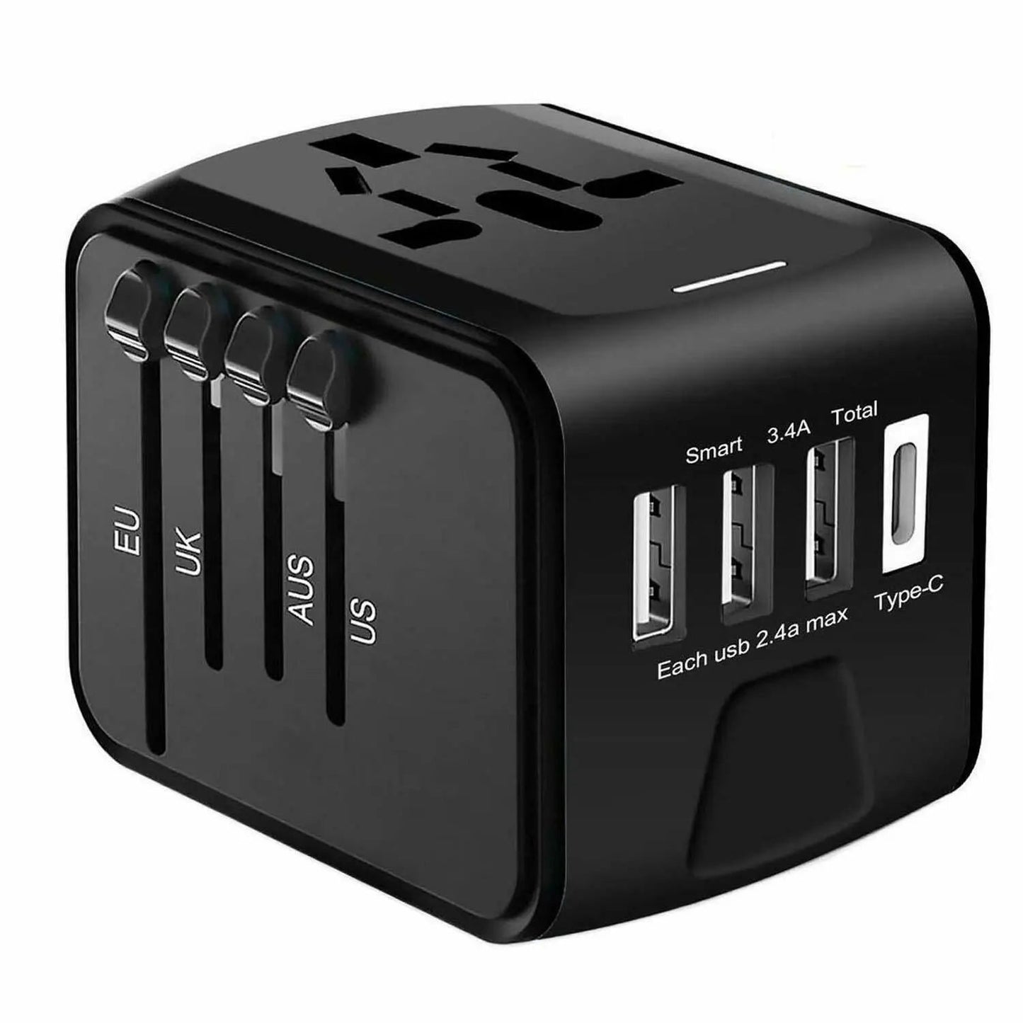 Universal Travel Adapter 4 USB 2.4A Charger with EU AU US UK AC Wall Plug Power