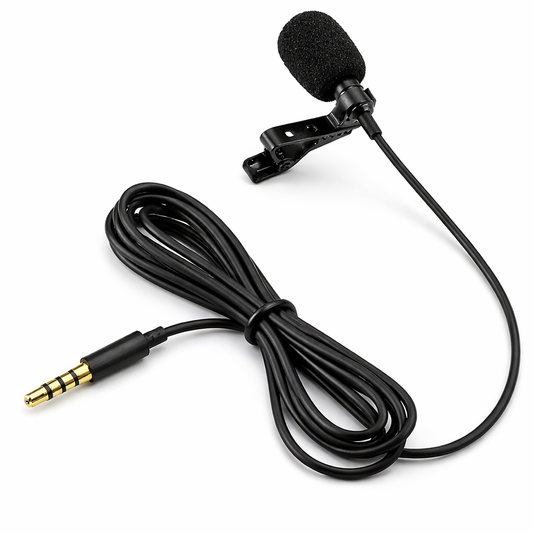 Lavalier Microphone 3.5mm Clip On for iPhone Android PC – Podcast Interview Video Recording