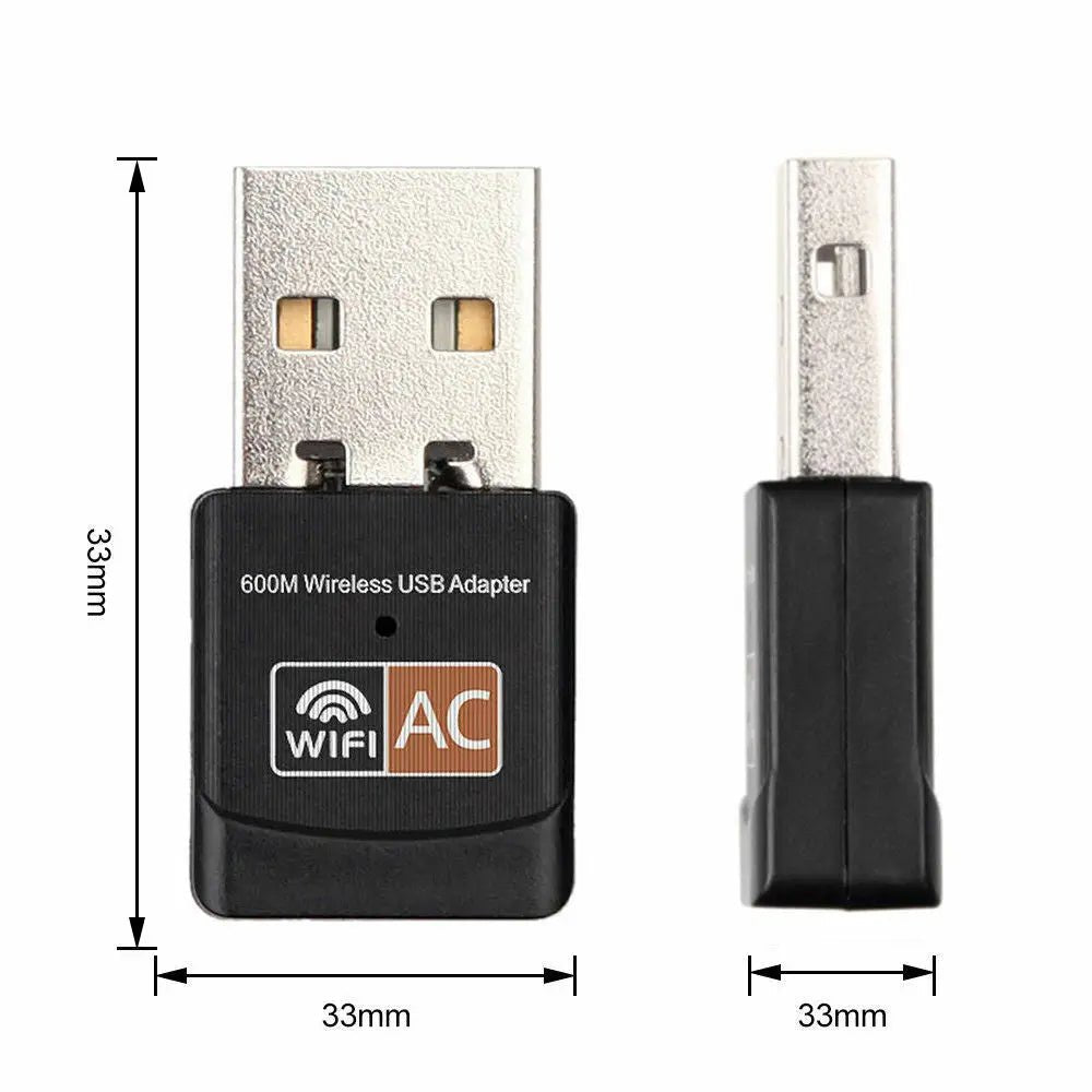 AC600 Dual Band WIFI Adapter USB Wireless Dongle Lan Network 600Mbps 2.4GHz 5GHz - AllTech