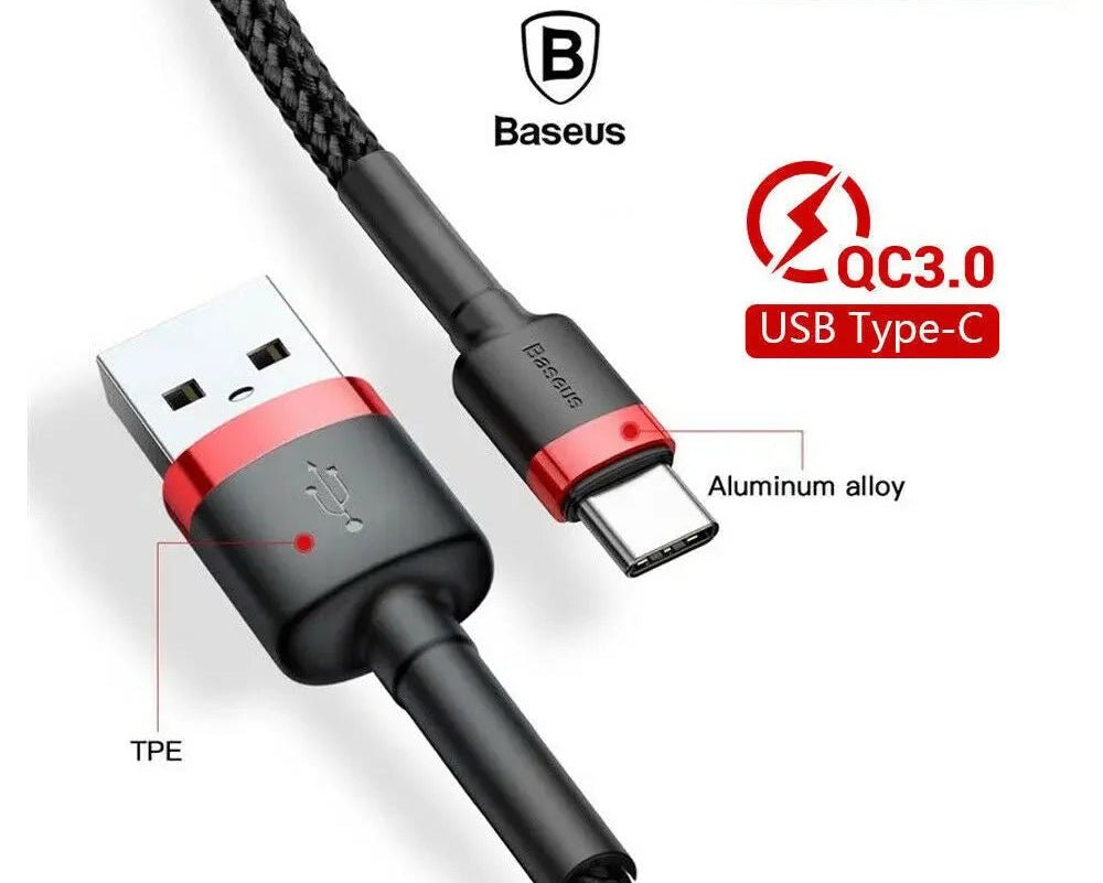 Baseus USB A to USB C Type C 3A Fast Charging Data Charger Cable - AllTech