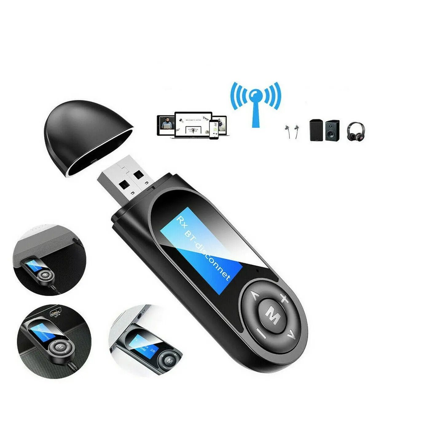 Bluetooth 5.0 Transmitter Receiver USB Audio Adapter AUX 3.5mm TV CAR PC Speaker - AllTech
