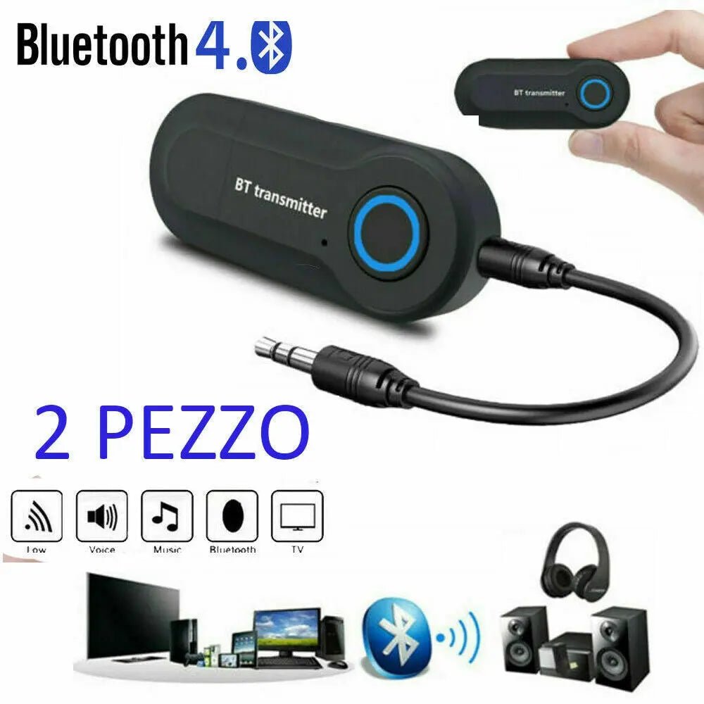 Bluetooth Audio Wireless Receiver Transmitter 3.5mm AUX Adapter for PC/TV/Car - AllTech