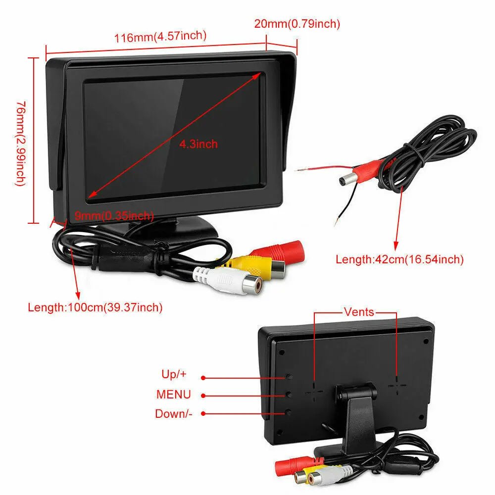Car Rear View Kit with 4.3" TFT LCD Monitor IR Night Vision Reversing Camera - AllTech