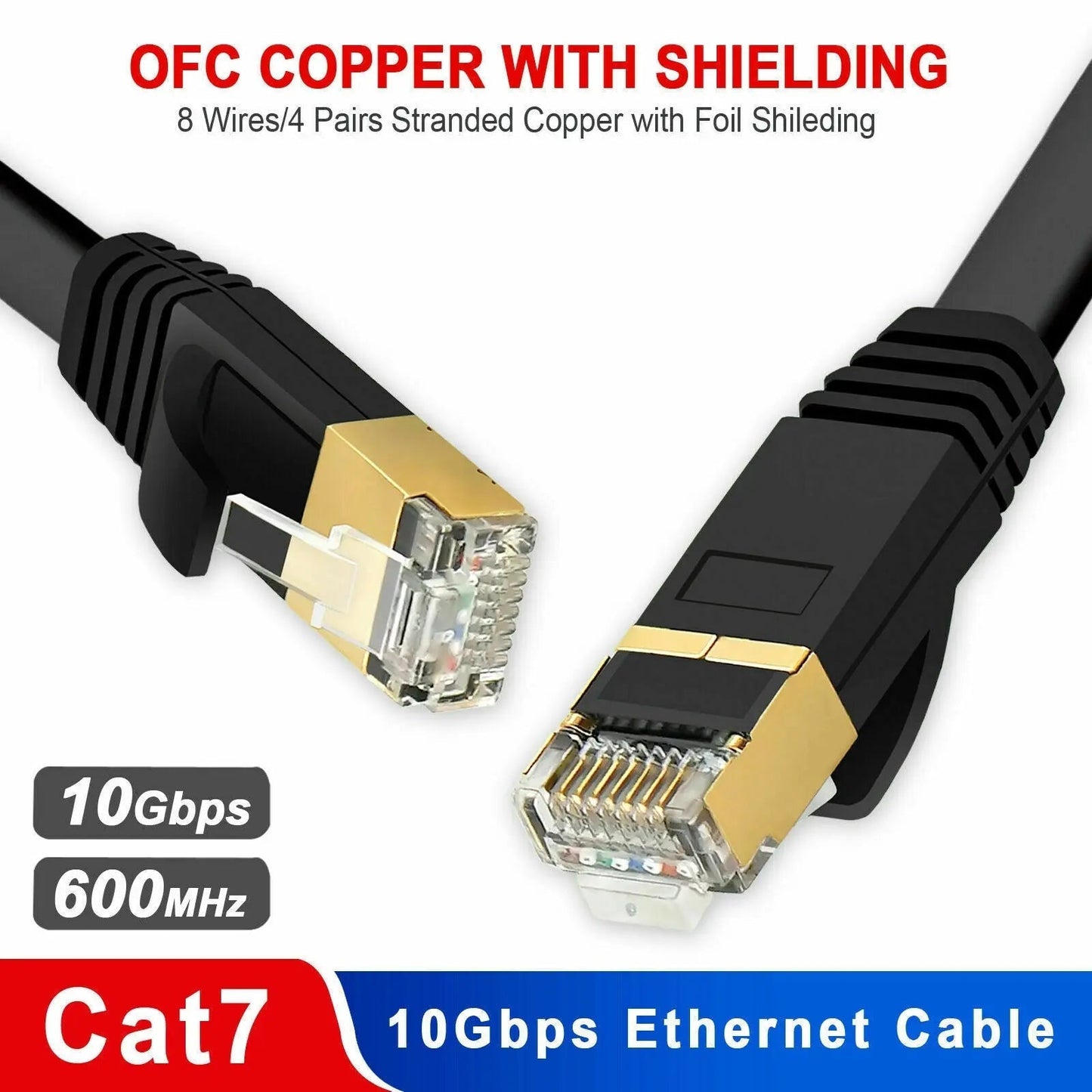 CAT7 RJ45 Ethernet Cable LAN Cord Flat Patch 3M - 20M Up to 10Gbps Network for PC - AllTech