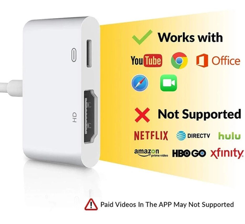 Compatible HDMI Digital AV Adapter for iPad iPhone White - POWER SUPPLY NEEDED - AllTech