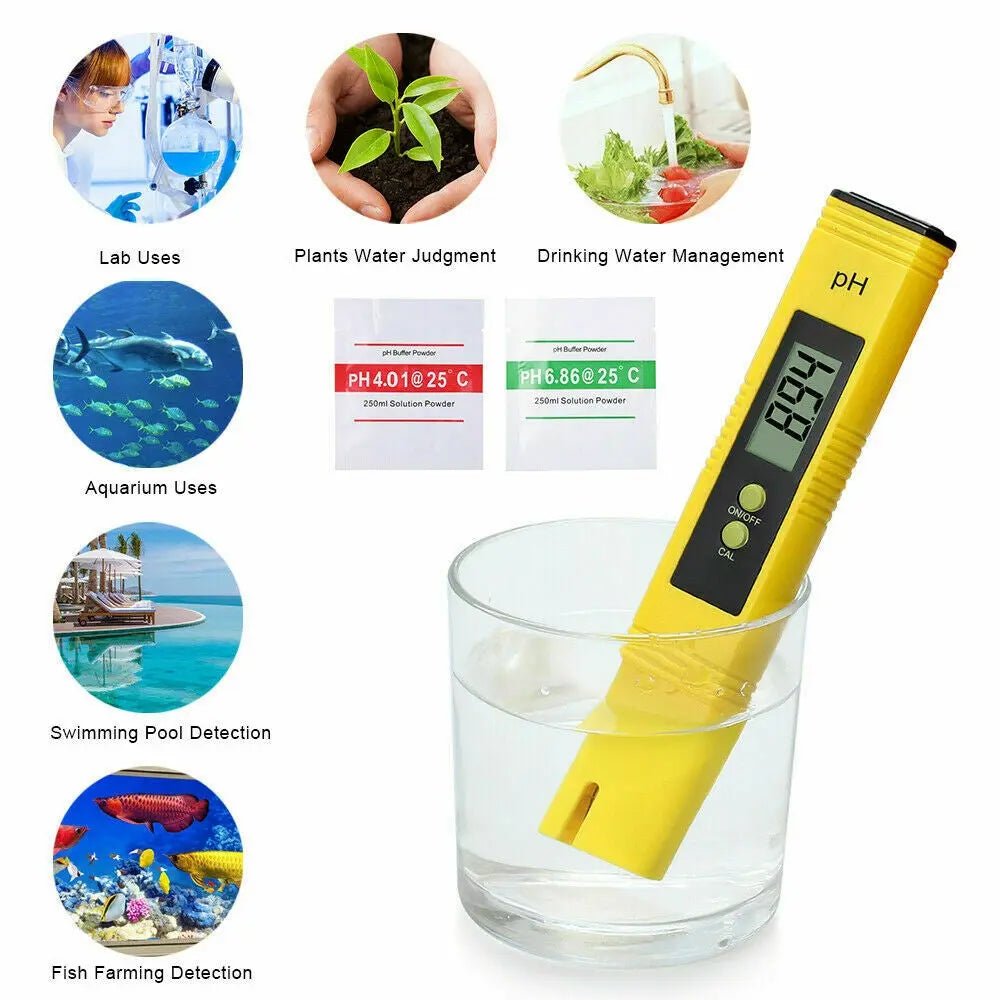 Digital PH Meter Yellow Tester Pen 2 PH Water Tester Hydroponics Aquarium - AllTech